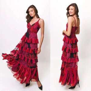 NWT Anthropologie Hutch Freya Sleeveless Floral Tiered Tulle Maxi Dress